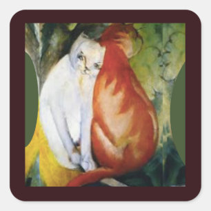 Sticker Carré Les deux chats, Art de Franz Marc