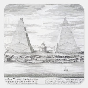 Sticker Carré Les deux pyramides de Moeris, roi de l'Egypte et