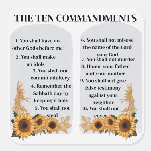 Sticker Carré Les dix commandements (Devant)