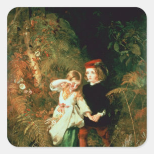 Sticker Carré Les enfants dans le bois