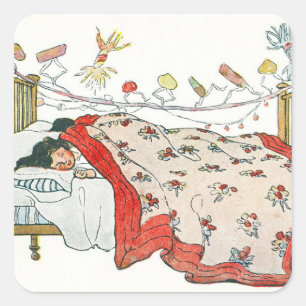 Sticker Carré Les enfants étaient nichés tous douillets dans leu