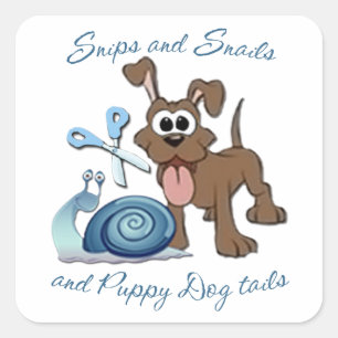 STICKER CARRÉ LES ESCARGOTS ET LE CHIOT DE BOUTS COUPE LA QUEUE…