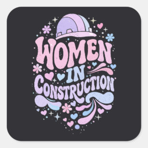 Sticker Carré Les femmes dans la construction Rétro Empowerment