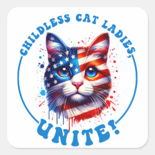 Sticker Carré Les femmes de chat sans enfants unissent Kamala Ha