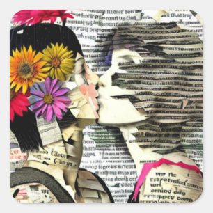 Sticker Carré Les femmes lesbiennes amoureuses   Pride Kiss