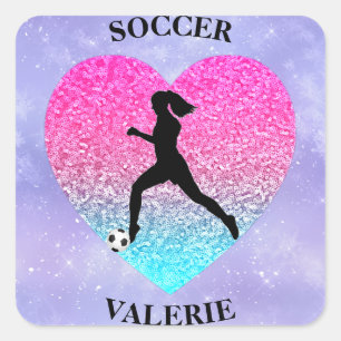 Sticker Carré Les filles aiment le football