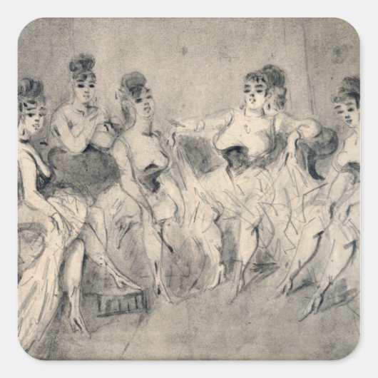 Sticker Carré Les filles dans un Bordello (Devant)