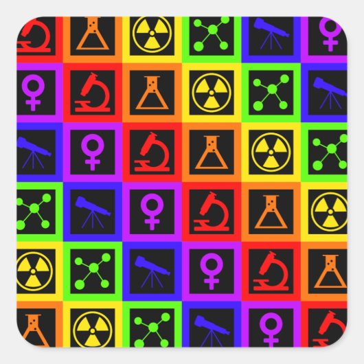 Sticker Carré Les filles en science (Devant)