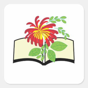 Sticker Carré Les fleurs grandissent à partir du livre