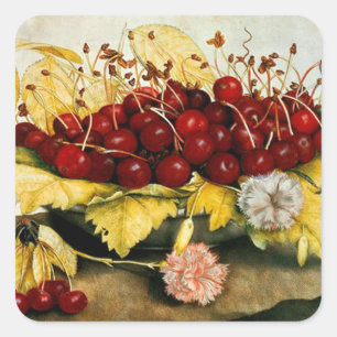 Sticker Carré LES FRUITS DE SAISON CHERRIES ET CARNATIONS Vie mo