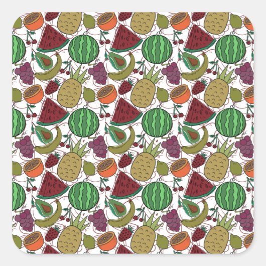 Sticker Carré Les Fruits sautés | Fruit surface pattern 25 (Devant)
