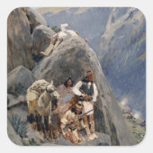 Sticker Carré Les guerriers d'Apache : une embuscade sur la cava (Devant)