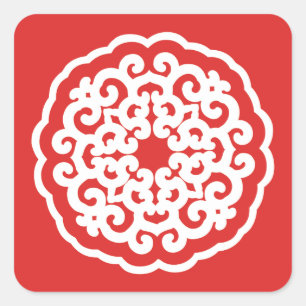 Sticker Carré Les humeurs d'Asie Rouge Mandalla