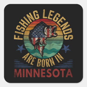 STICKER CARRÉ LES LÉGENDES DE PÊCHE NÉE AU MINNESOTA