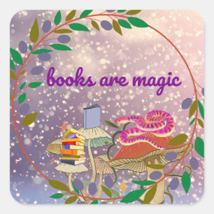 Sticker Carré les livres sont magiques