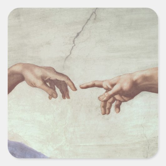 Sticker Carré Les mains de Dieu et Adam (Devant)