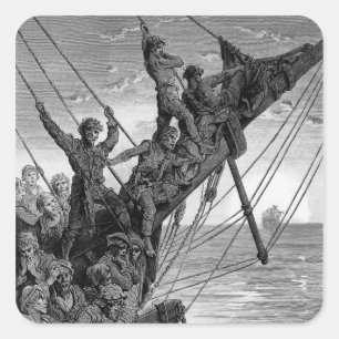 Sticker Carré Les marins voient au loin un vaisseau fantomatique