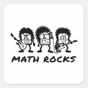 Sticker Carré Les maths, c'est rock Humour sur le groupe de rock