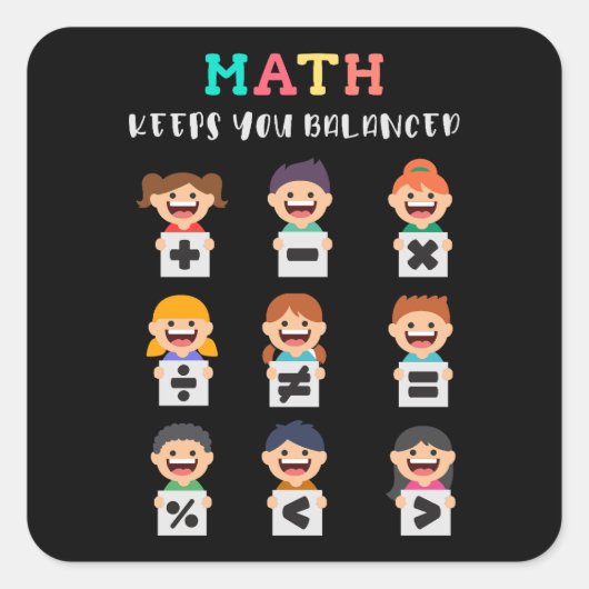 Sticker Carré Les maths vous gardent en équilibre (Devant)