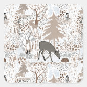 Sticker Carré Les mignons animaux en bois (Devant)