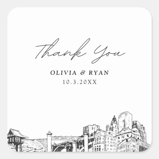 Sticker Carré Les monuments Mariages de Fort Worth favorisent le (Devant)