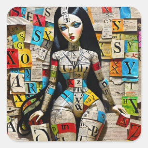 Sticker Carré Les mots croisés détaillés sont la poupée parfaite