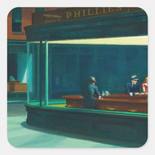 Sticker Carré Les nuits Edward Hopper
