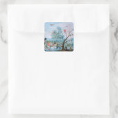 Sticker Carré Les oiseaux tropicaux dans un paysage (Sac)