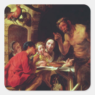 Sticker Carré Les paysans et le satyre