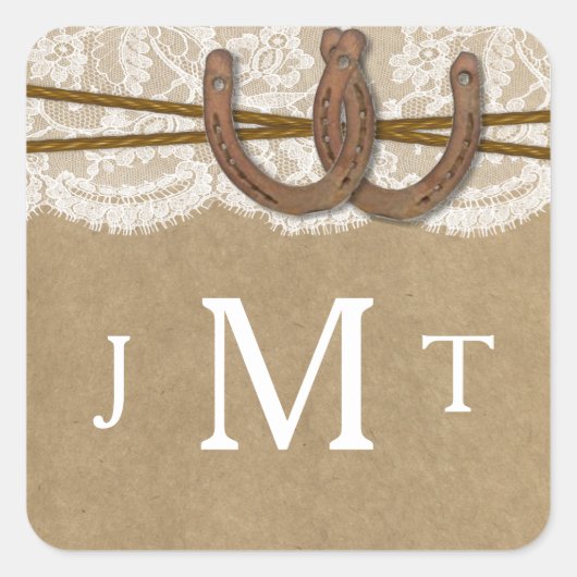 Sticker Carré Les phoques de collection Kraft, Lace & Horseshoe (Devant)