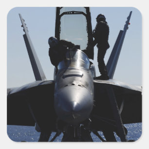 Sticker Carré Les pilotes conduit une inspection avant le vol