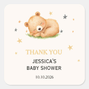 Sticker Carré Les planches de mousse pour Baby Shower Ourson end