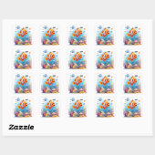 STICKER CARRÉ LES POISSONS COLORÉS (Feuille)