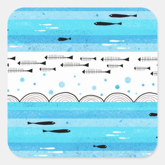 Sticker Carré Les poissons en mer (Devant)