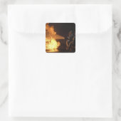 Sticker Carré Les pompiers éteignent un feu simulé de batterie (Sac)