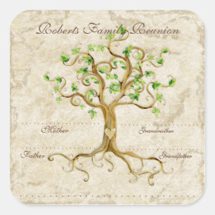 Sticker Carré Les racines d'arbre de remous Antiqued des