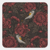 Sticker Carré Les Reddébutants dans les chrysanthèmes en brun et (Devant)