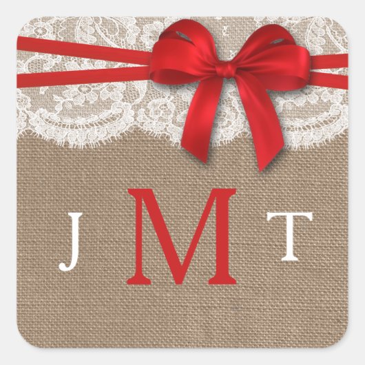 Sticker Carré Les sceaux de la collection de Mariages Rustic Red (Devant)