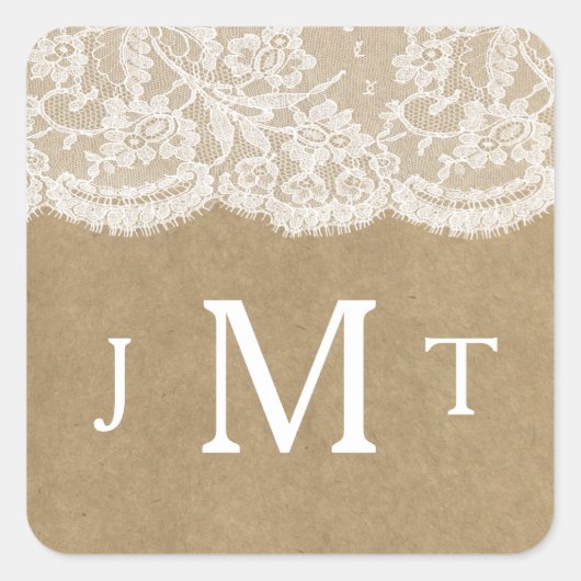 Sticker Carré Les sceaux de la collection Mariage Kraft & Lace (Devant)