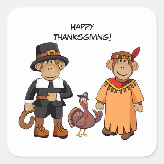 Sticker Carré Les singes de Thanksgiving (Devant)