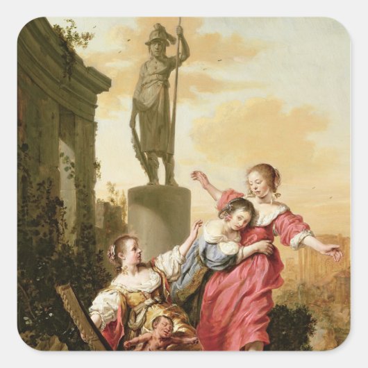 Sticker Carré Les trois filles de Cecrops (Devant)