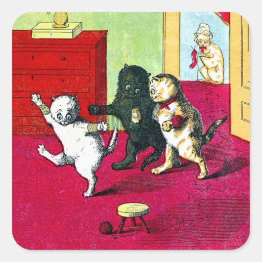 Sticker Carré Les trois petits chatons (Devant)