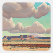 Sticker Carré Les vastes terres de Navajo par Maynard Dixon (Devant)
