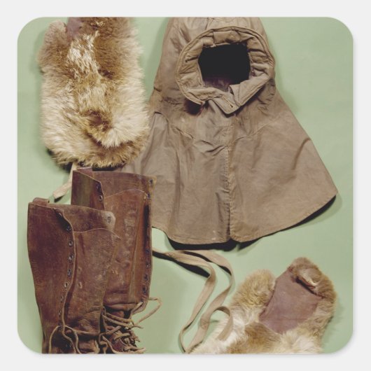 Sticker Carré Les vêtements de Scott utilisés sur l'Antarctique (Devant)