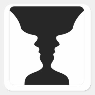 Sticker Carré Les visages ou l'illusion de vase de deux visages