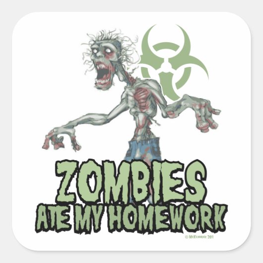 Sticker Carré Les Zombies mangent mes devoirs (Devant)