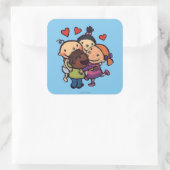 Sticker Carré Leslie Patricelli Group Accroché avec des amis (Sac)