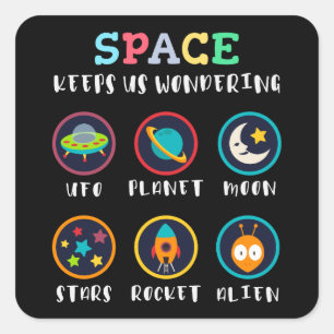 Sticker Carré L'espace nous fait nous poser des questions