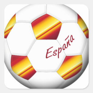 Sticker Carré L'ESPAGNE Ballon de Football couleurs de drapeau