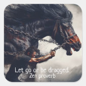 Sticker Carré "Let Go" et puissant cheval (Devant)